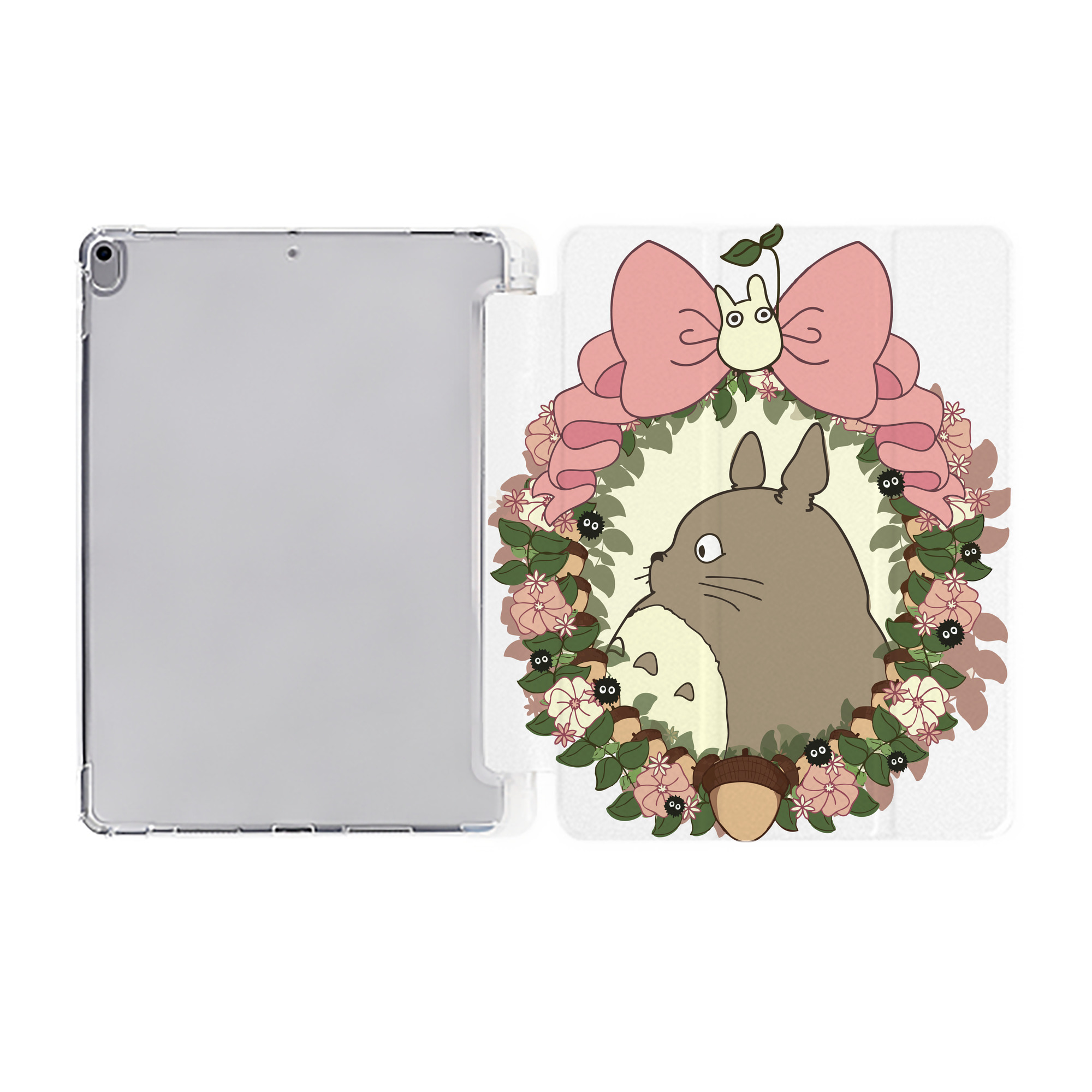 （画像用） となりのトトロ 草壁メイ 草壁サツキ My Neighbor Totoro Satsuki Kusakabe Mei Kusakabe IPad ケース ペン収納付き 三つ折りスタンド PUレザー×シリコン 対応機種9.5/10.5/10.9インチ